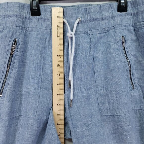 Athleta Cabo Linen Jogger Size 8 Pants Elastic Waist Drawstring Zip Pockets - Picture 5 of 13